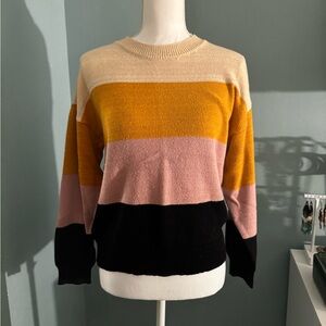 Le Lis is Colorblock Sweater - Cream, Yellow, Pink, Black Medium